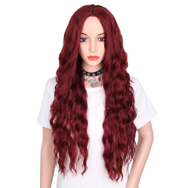 30" Wine Red long Wavy Synthetic Hair Wigs for Women