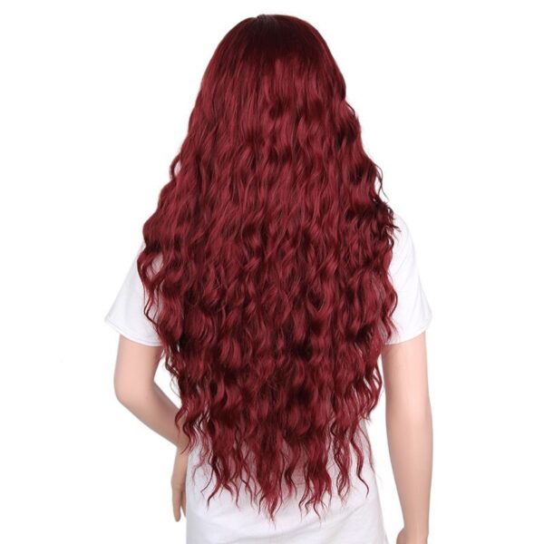 30" Wine Red long Wavy Synthetic Hair Wigs for Women