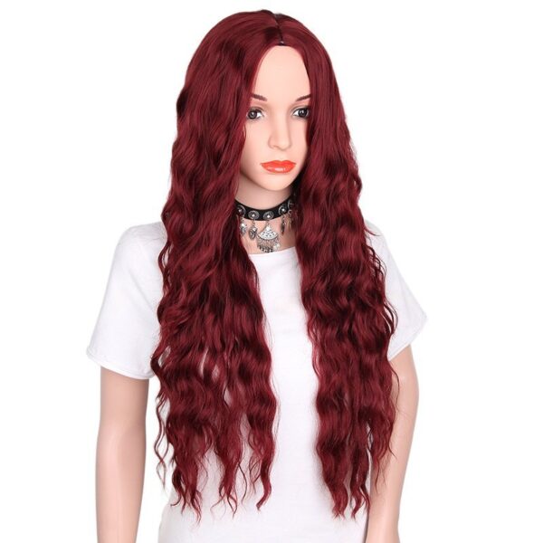 30" Wine Red long Wavy Synthetic Hair Wigs for Women