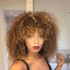 Afro Kinky Curly Wigs Blonde Mixed Brown Synthetic Wigs