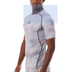 PHIBEE Men's Training Compression Print Short Sleeve Spandex Top