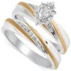 Diamond Accent Engagement Bridal Set in 14k Gold and Sterling Silver