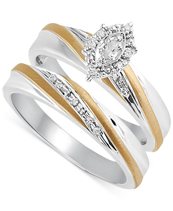 Diamond Accent Engagement Bridal Set in 14k Gold and Sterling Silver