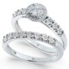 Diamond Halo Bridal Set (1/4 ct. t.w.) in 14k White Gold